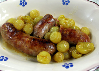 cuisine italienne, saucisse, raisin